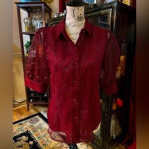 Haute Monde Puff Sleeve Polka Dot Blouse